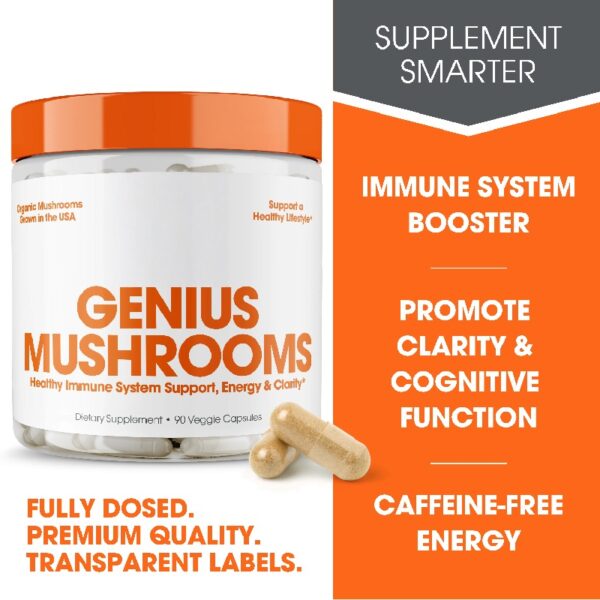 Mushroom Brain Supplement Nootropic with Lions Mane, Reishi, Cordyceps for Energy & Focus, Genius Mushrooms by