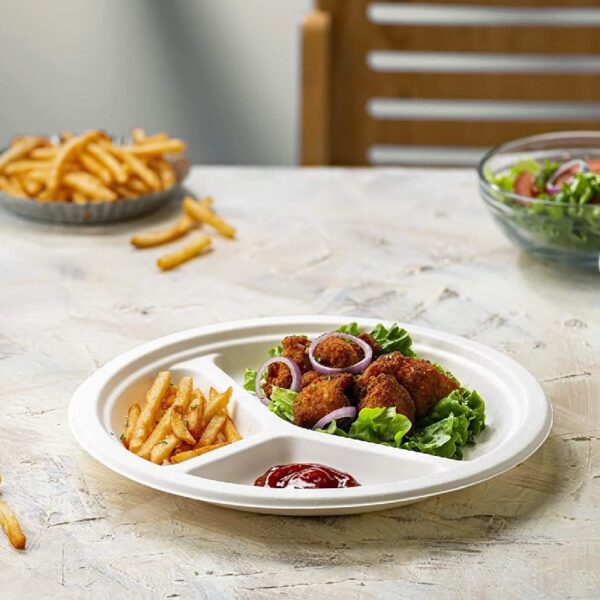 Round Plates Disposable Heavy Duty Paper Plates Bulk, 125-Pack