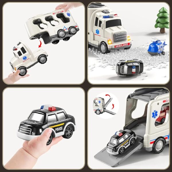 Construction Toddler Truck Toys for 3 4 5 6 Year Old Boys 5-in-1 Friction Power Vehicle Car Toy for Toddlers 1-3 Carrier Truck Toys for Kids 3-5 Christmas Birthday Gifts for Girls Age 3-9