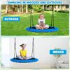 40” Tree Swing with LED Lights for Kids Adults, Indoor Outdoor Flying Saucer Swing with Adjustable Multi-Strand Hanging Ropes for Tree, Backyard, Playground ,Colorful