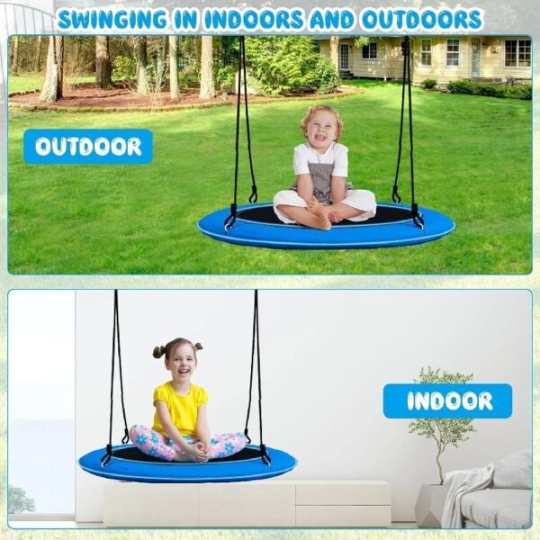 40” Tree Swing with LED Lights for Kids Adults, Indoor Outdoor Flying Saucer Swing with Adjustable Multi-Strand Hanging Ropes for Tree, Backyard, Playground ,Colorful