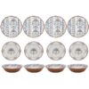 The Pioneer Woman Hattie 12-Piece Bamboo Melamine Dinnerware Set, Multicolor