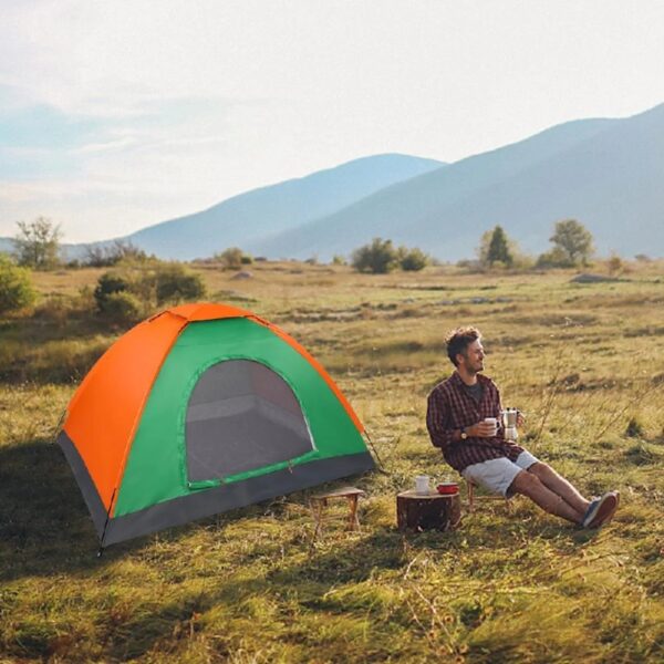 All Season Single Person Oxford Fabric Instant Tent, Orange & Green