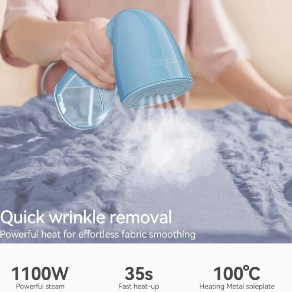 Steamer for Clothes, 1100W Garment Steamer, Fast Wrinkle Removal with Large 300ml Water Tank, Compact and Portable Travel Steam (white)