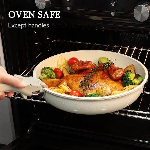 5Pcs Ceramic Pots and Pans Set Nonstick Cookware Sets Removable Handle Kitchen,Oven Safe, Induction Ready