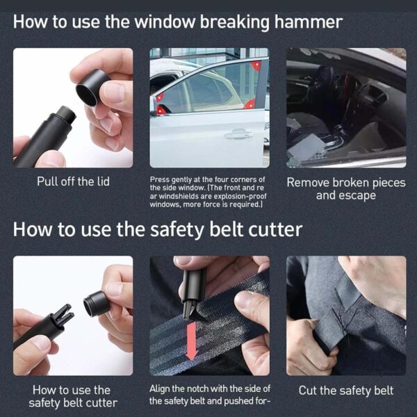 4 Pack Breaker, Breeker Brand Glass Breaker - Safe Hammer Breeker Car Window Breaker Under Water, Emergency Window Breaking Tool for New Cars, Breeker Glass Breaker