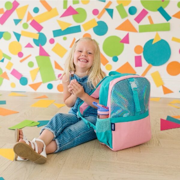 Wildkin Kids Pack-It-All 15 Inch School & Travel Backpack in Pink for Girls, Front strap for attaching Wildkin's Clip-in Lunchbox, Generously sized exterior front pocket (Mermaid Undercover)
