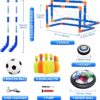 3-in-1 LED Soccer Hockey Bowling Set Indoor/Outdoor Toys, Gifts for 3 4 5 6 7 8+ Years Boy Girl
