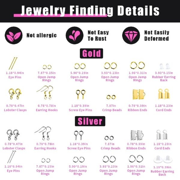 Kabuer Jewelry Making Kit for Adults, Tools, Charms, Wires, Findings, and More, All-Inclusive