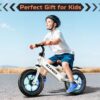 Kid Balance Bike, 12'' Toddlers Training Bicycle for 2-5 Years Old Boys Girls, Lightweight with Lighting up Wheels, Bule