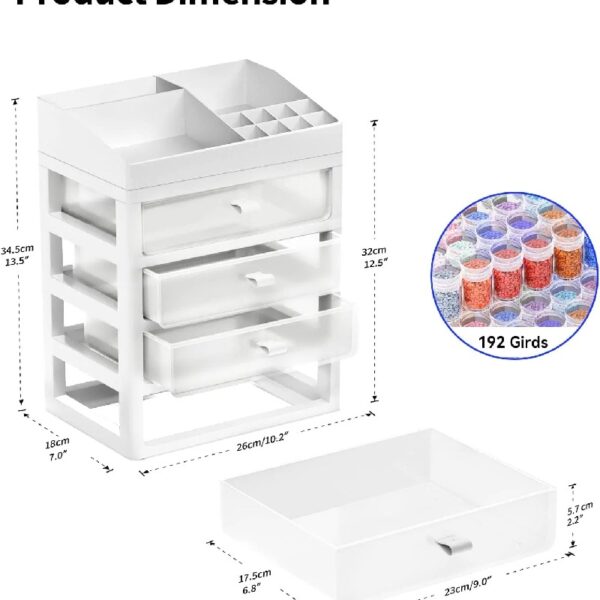 ARTDOT Diamond Art Beads Storage Organizer Box for Diamond Painting Drill 96 Jars