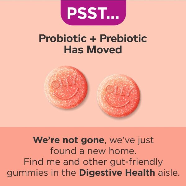 Probiotic + Prebiotic Fiber Gummy, Digestive + Gut Health Supplement for Adults, Peach, 60 Ct