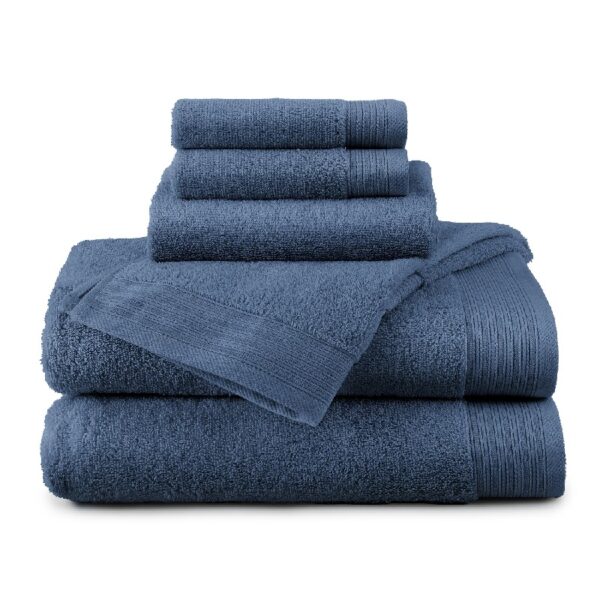 Hotel Style 100% Organic Cotton Luxury 6-Piece Towel Set, Charcoal Sky