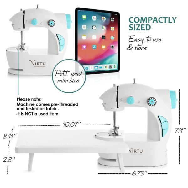 Virtu 122 PC Mini Portable Sewing Machine for Beginner Kids and Adults, Ballet Pink