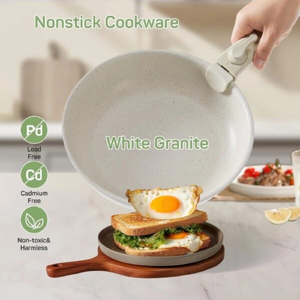 Pots and Pans Set Non Stick, 12-Piece Induction Kitchen Cookware, Oven-Safe, Stackable RV Cookware with Removable Handle