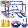 3-in-1 LED Soccer Hockey Bowling Set Indoor/Outdoor Toys, Gifts for 3 4 5 6 7 8+ Years Boy Girl