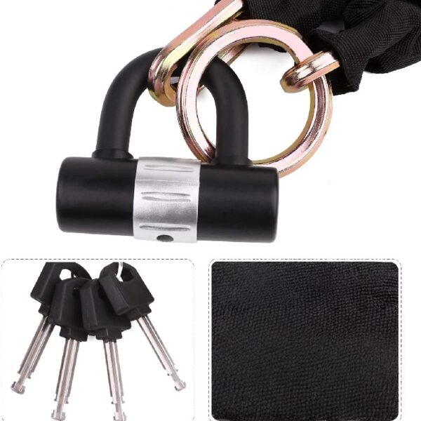 Motorcycle Lock Chain Locks Heavy Duty 3ft Long, Cut Proof 0.4 inch Thick Colorful Square Chains with 4 Keys 16mm U Lock for Motorcycles, Bike, Generator, Gates