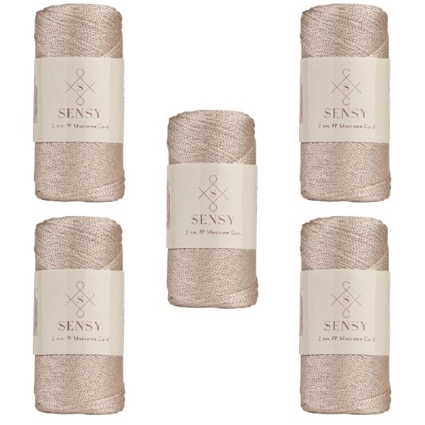 5 Skeins of Sensy Premium 2mm 251 Yards Polyester Rope 100% Polypropylene Cord Macrame Cord 2mm Crochet Bag Cord Macrame Rope Crochet Thread Gift for Knitter (Latte)