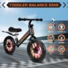 Kid Balance Bike, 12'' Toddlers Training Bicycle for 2-5 Years Old Boys Girls, Lightweight with Lighting up Wheels, Bule