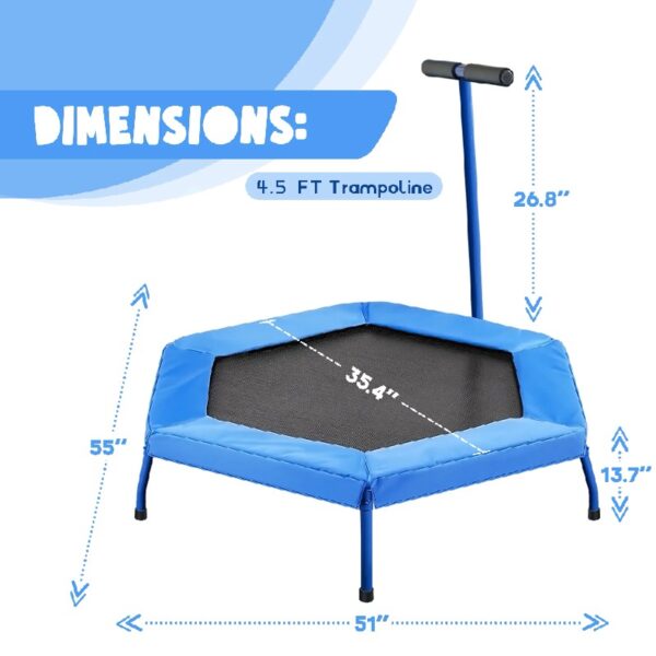 55  Trampoline, Indoor Fitness Rebounder， for Outdoor Workout,Max Load 450lbs