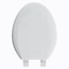 Elongated Wood Toilet Seat in White, Oval Wooden Toilet Seat, Adjustable & Easy to Clean