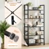 5 Tier Bookcase, Bookshelf Storage Wall Shelf Organizer Display StandBook Shelf, Corner Storage Organizer, Black