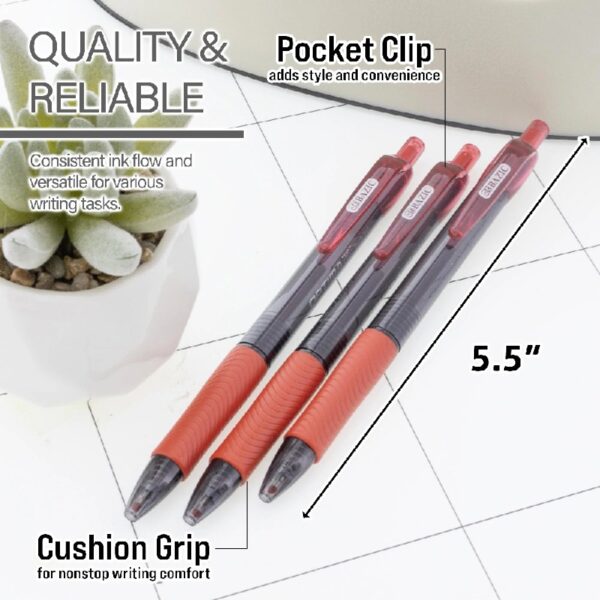BAZIC Optima 5-Color Oil Gel Fuse Tech Ink Retractable Pen, 0.7 mm, (5/Pack), 12-Pack