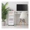 IRIS 4-Drawer Narrow Plastic Storage Drawer Cart with Organizer Top, White
