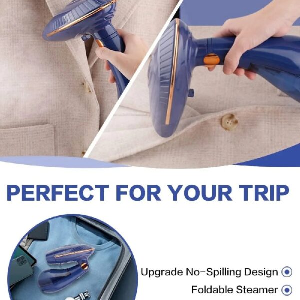 Steamer for Clothes, 1500W High Power Handheld Garment Steamer with 288ml&168ml Big Capacity Detachable Water Tank, Foldable Fabric Steamer Removes Wrinkle for Home Travel Office