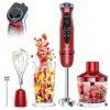 Immersion Hand Blender,5-in-1 1100W Multi-Function Handheld Stick Blender with 24-Speed, Stainless Steel Blades, Chopper, Beaker, 600ml, New Mixer Milk Frother for Baby Food/Smoothies/Puree
