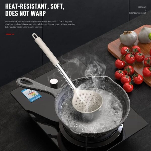 Silicone Cooking Utensils Set - Heat Resistant Stainless Steel Kitchen Utensils, Baking Tools Kitchen Gadgets,Turner, Tongs,Spatula,Spoon,Brush,Whisk,Non-Stick, Dishwasher Safe,BPA FREE (Khaki)