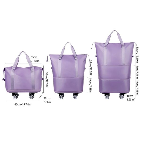 Expandable Luggage Bag With 360° Wheels Extra Large Capacity Wet/Dry Separation Ideal For Business Trips Gym Students And Travel