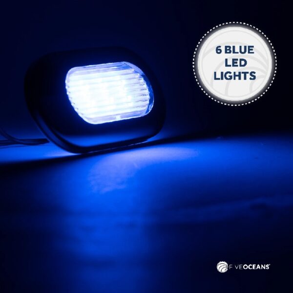 Oblong LED Courtesy Light, Boat Accent Lights, Marine Light for Boat Interior, Deck, Cockpit, Blue LED, IP67 Waterproof, 12V, for Pontoon, Fishing Boat, Yacht, RVs - 2-Pack- FO4138-M2