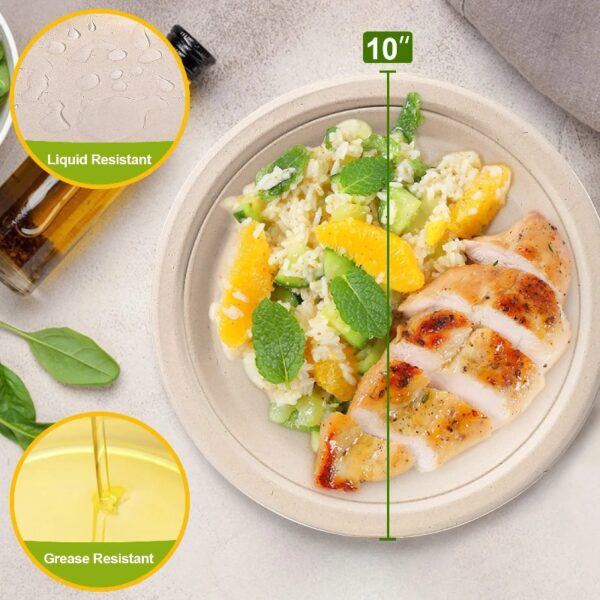 10 inch Paper Plates, 125 Pack Compostable Paper Plates Heavy Duty, Paper Dinner Plates Eco Friendly Disposable Plates for BBQ,Brown