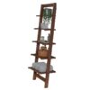 5-Tier Slatted Wood Leaning Ladder Shelf for Narrow Storage, Wooden Bookcase for Living Room, Bathroom, Kitchen, Office or Bedroom, Black Finish