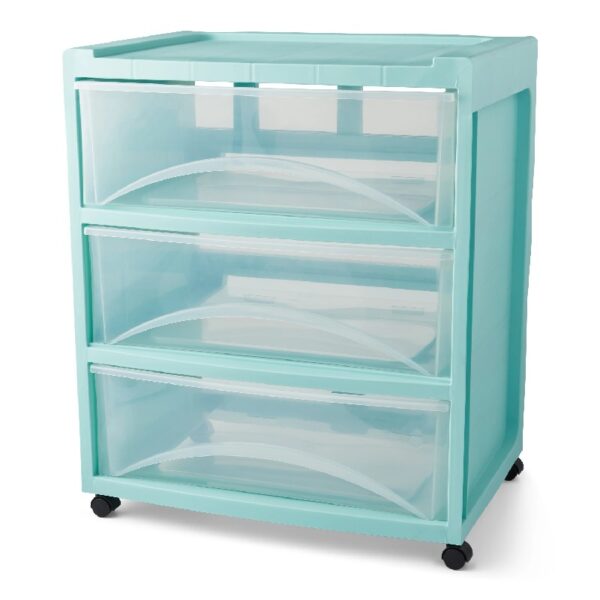 3 Drawer Wide Storage Cart, Gray