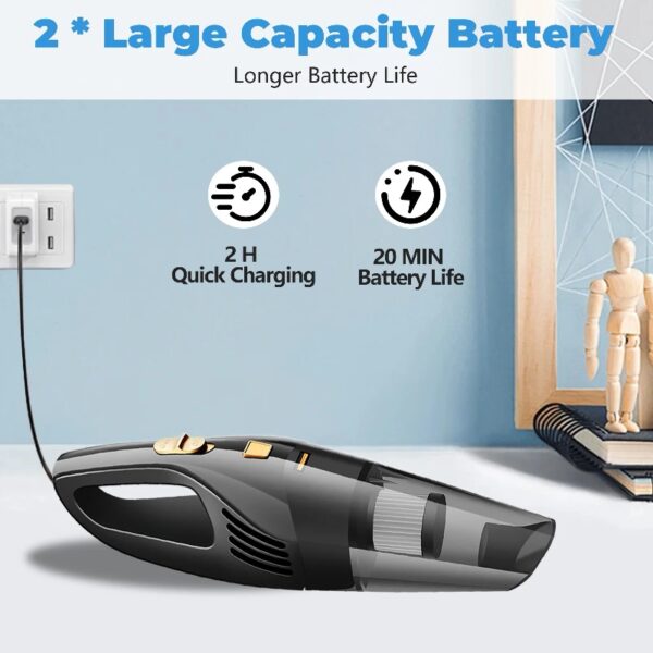 Cordless Handheld Car Vacuum, Portable Vacuum Cleaner, 8KPA Powerful Suction for Car and Pet Hair