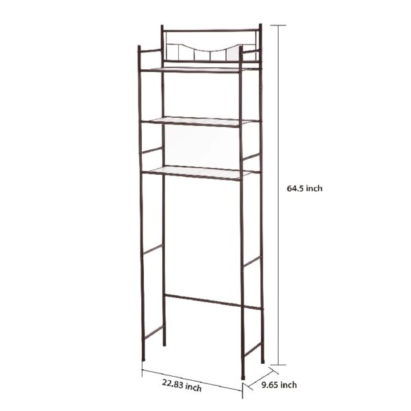 3-Shelf over the Toilet Steel Wall Mount Storage Shelf Unit, Black, Holds up to 30 lb Capacity
