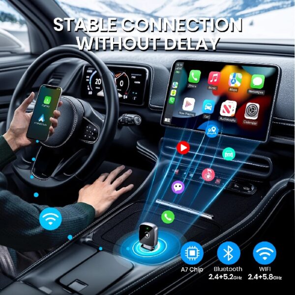 Wireless Carplay Adapter, 2 in 1 Apple CarPlay and Android Auto Adapter Convert Wired to Wireless Dongle for Apple Android,Plug and Play for iOS 10+ & Android 10+, Black