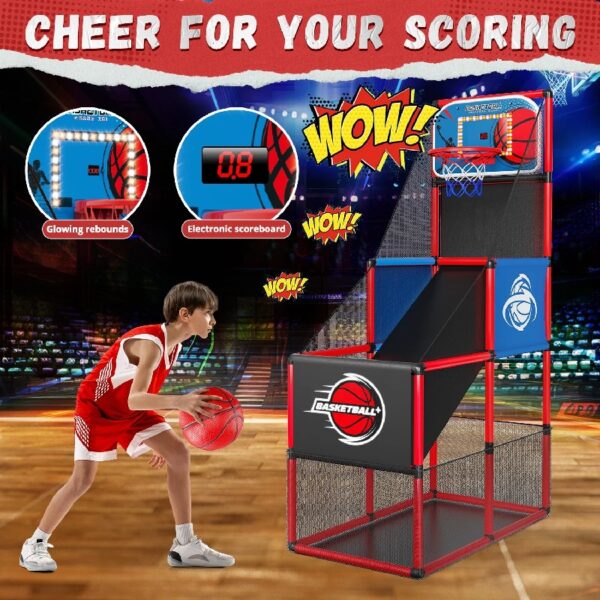 Kids Arcade Basketball Game, Indoor/Outdoor Basketball Hoop With 4 Balls, Basketball Game Toys Gifts for Boys and Girls (Blue)