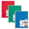 3Pc Mead Spiral Notebook 5 Subject, Medium/College Rule, Randomly Assorted Covers, 10.5 x 8, 180 Sheets