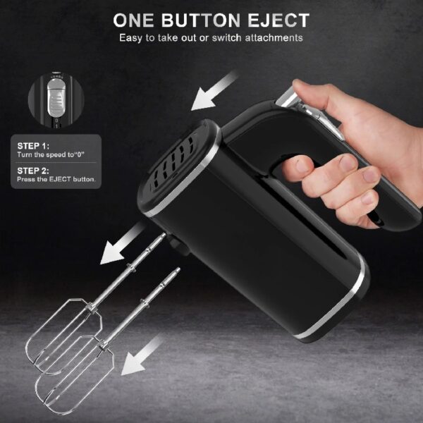 Hand Mixer, 450W Turbo Electric Handheld Mixer, 5 Speed Electric Mixers for Kitchen (Black)