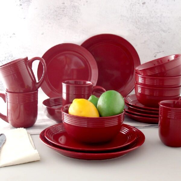 Chiara 16-Piece Stoneware Gray Dinnerware Set