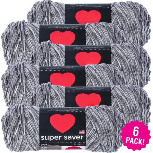 Red Heart Super Saver Yarn - Soapstone, Multipack of 6