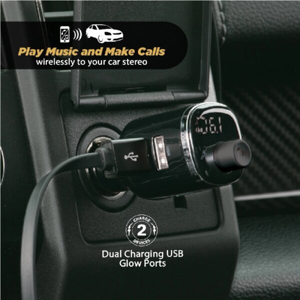 BTFM4-SP BTFREQ Universal Bluetooth Handsfree Car Kit w/ FM Transmitter & Dual USB Ports Blk