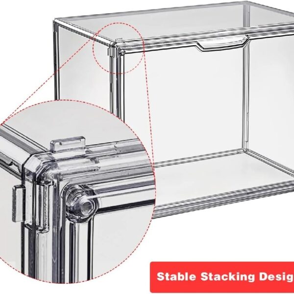 Stackable Storage Bins Durable and Dustproof Organizer, Transparent Gray, 3 Pack