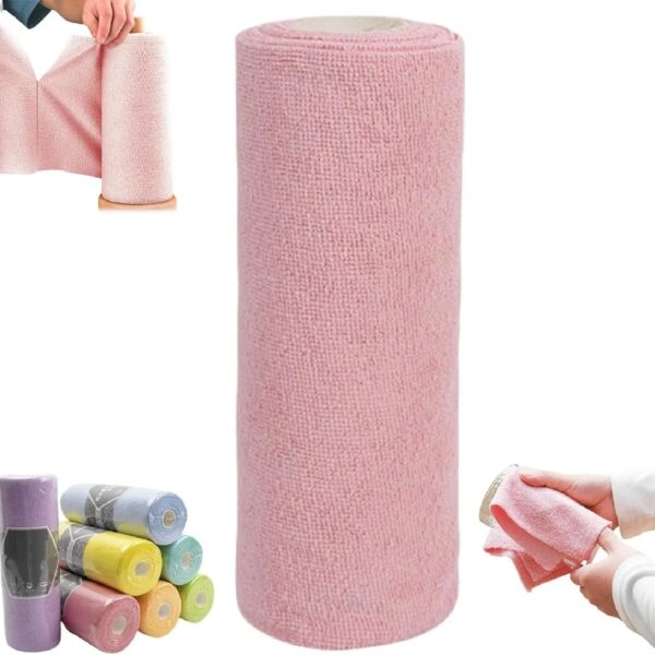 Reusable Microfiber Paper Towels Roll, Beneathk Microfiber Paper Towels Roll, Reusable Paper Towels Washable Roll, Scratch Free, Ultra Absorbent Dish Rags for Kitchen, Car, Dishes (Gray)