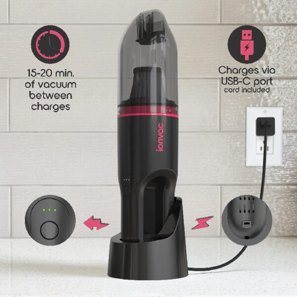 IonVac, Lightweight Handheld Cordless Vacuum Cleaner, USB Charging, Multi-Surface, New