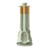 6-Piece Silicone Kitchen Utensil Tool Set with Rotating Rack by Drew Barrymore, Porcini Taupe