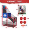Kids Arcade Basketball Game, Indoor/Outdoor Basketball Hoop With 4 Balls, Basketball Game Toys Gifts for Boys and Girls (Blue)